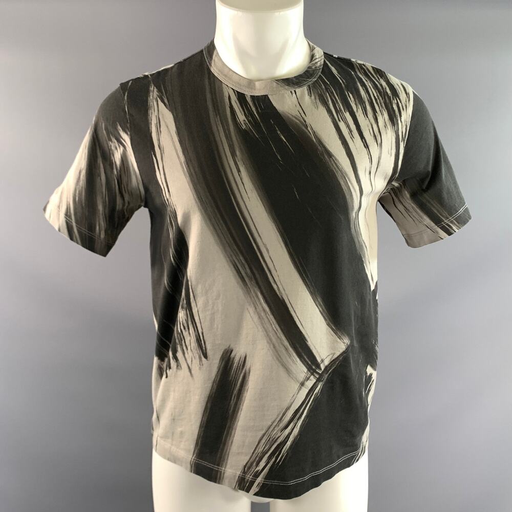 HELMUT LANG SS2024 Size M Grey Dark Grey Brush Stroke T Shirt Short Sleeve Shirt